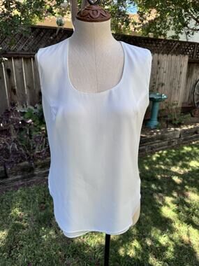 Vtg On The Rocks Sleeveless Blouse Top Cream Size 6 Layered Hem USA